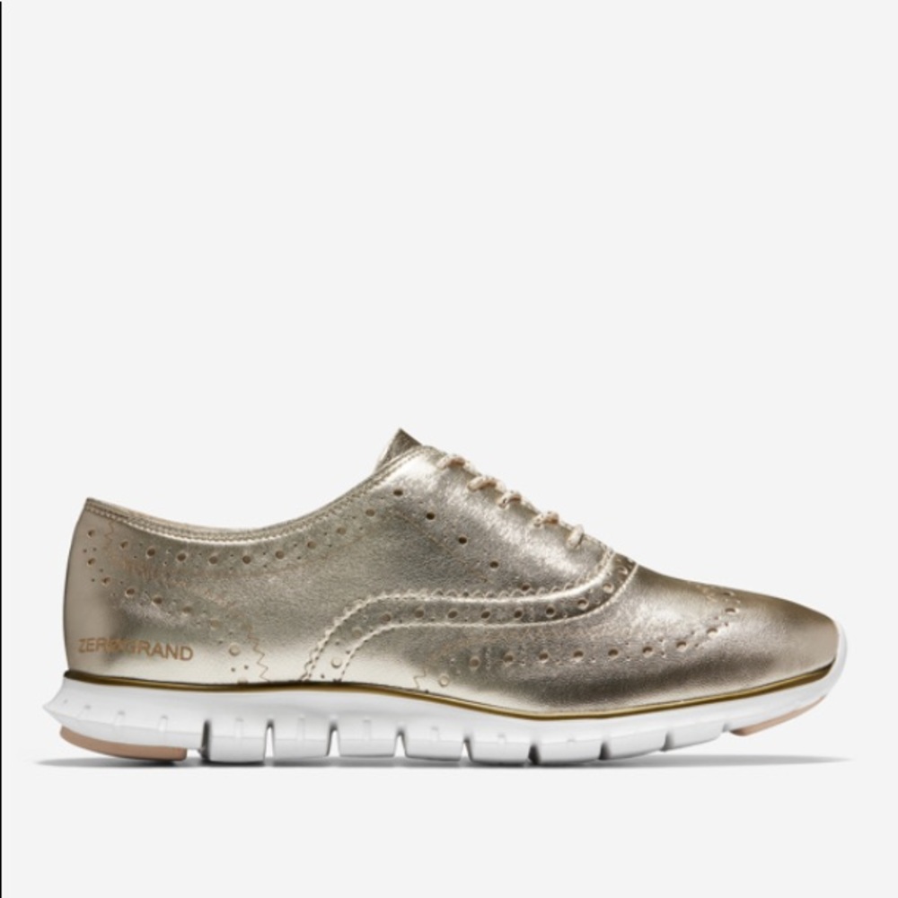 Cole Haan Zerøgrand Wingtip Oxford In Gold, 7.5